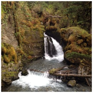 A waterfall in Girdwood, Alaska.